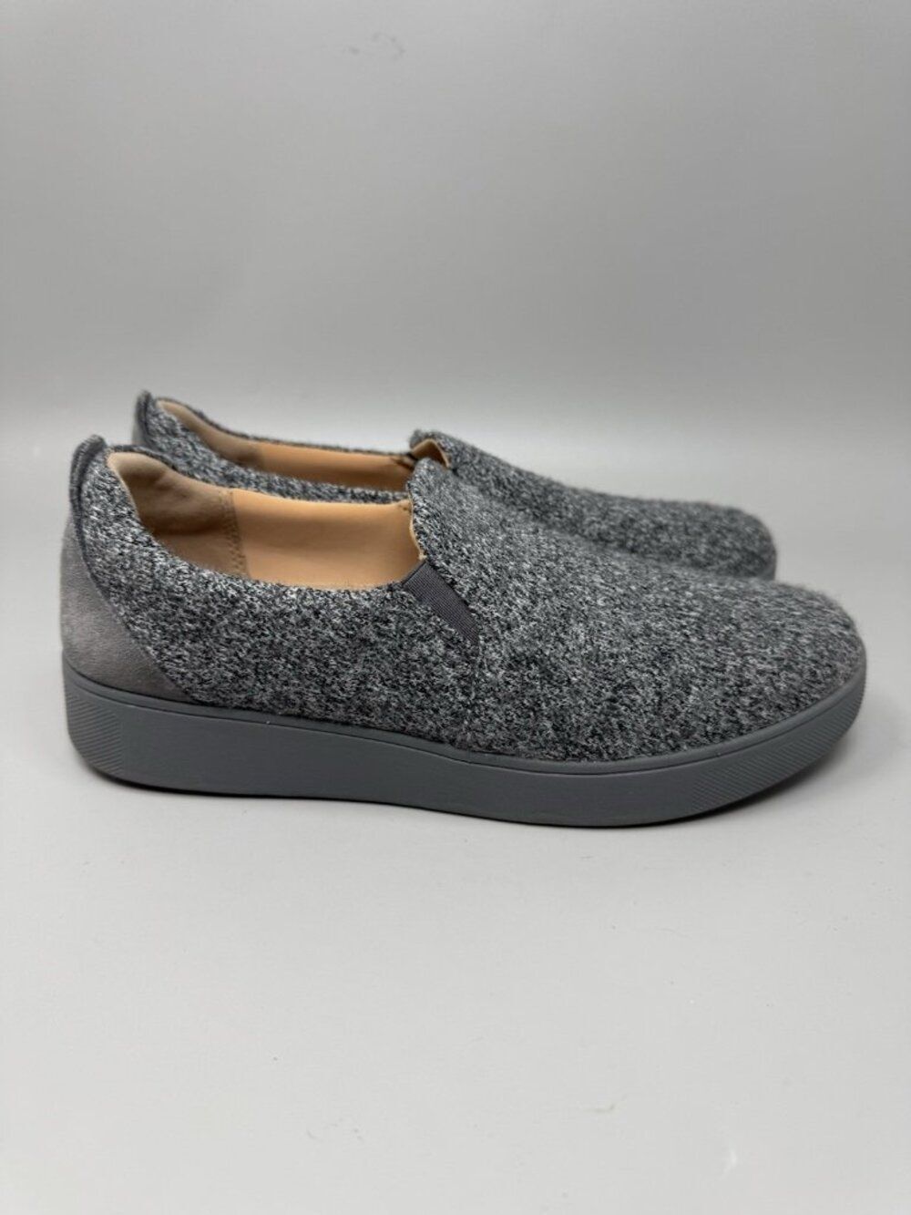 Fitflop Rally Women’s Sz 8 Merino Wool Love Gray Slip On Comfort Sneakers